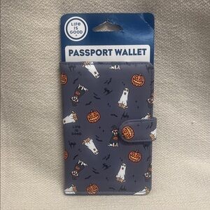 Life Is Good Ghost and Pumpkin Passport Wallet - Gray and Orange-Halloween Trave